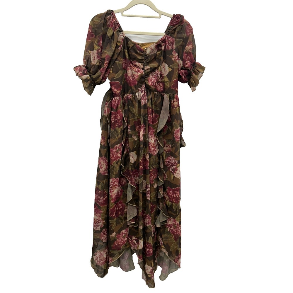 Joyfolie Midi Dress Womens 14 Floral Fairycore Ruffle Cottagecore Ethereal